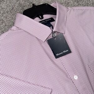 Mizzen + Main Leeward Dress Shirt Mens Rose Geometric Texture Large Trim Fit NEW